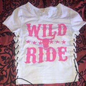 Cropped tie up side shirt
